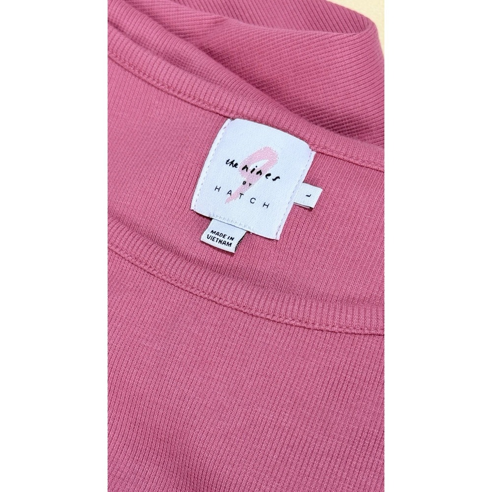 Nines by Hatch Maternity Ribbed Bodycon Midi T Shirt Dress L Pink Stretch Pencil - Picture 7 of 7